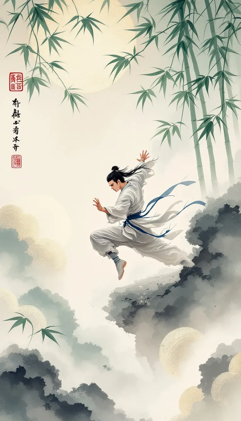 体育星空羽毛球运动员水墨风格